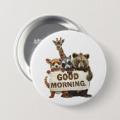 Dieren, Goedemorgen, Ronde Button 7,6 Cm (Voorkant /achterkant)