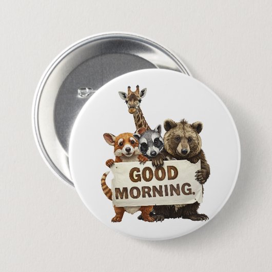 Dieren, Goedemorgen, Ronde Button 7,6 Cm (Voorkant /achterkant)