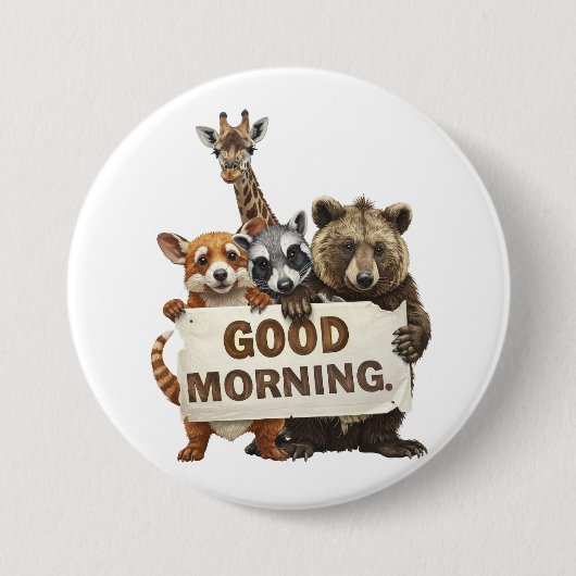 Dieren, Goedemorgen, Ronde Button 7,6 Cm (Voorkant)