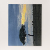 Dieren grazen bij zonsondergang Kenia Legpuzzel (Verticaal)