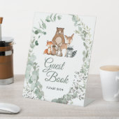 Dieren Greenery Baby shower Guest Book Sign Reclamebord Met Voetstuk (Insitu)