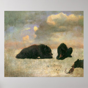 dieren, grizzly Beren van Albert Bierstadt Poster