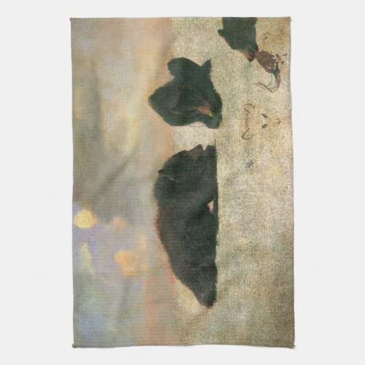  dieren, grizzly Beren van Albert Bierstadt Theedoek (Verticaal)