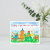 Dieren Happy Birthday Custom Name Kinder Briefkaart (Staand voorkant)