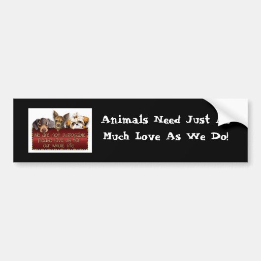 Dieren hebben liefdesbumpersticker nodig bumpersticker (Voorkant)