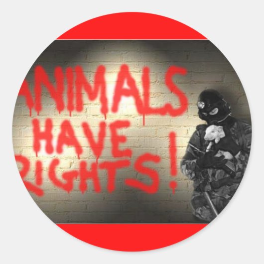 Dieren hebben rechten! ronde sticker (Voorkant)