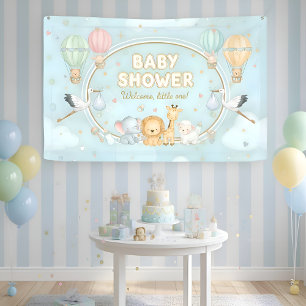Dieren Heet Lucht Ballonnen Wolken Cute Baby Showe Spandoek