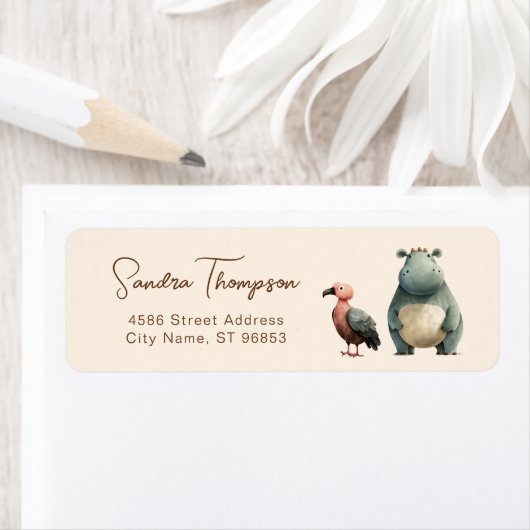 Dieren Hippo Vogelsafari Retouradres Etiket (Insitu)