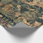 DIEREN, HORSES, WOODLAND Blue Green Florence Cadeaupapier (Hoek)