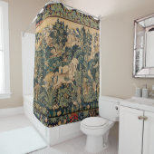 DIEREN, HORSES, WOODLAND Blue Green Florence Douchegordijn (In situ)