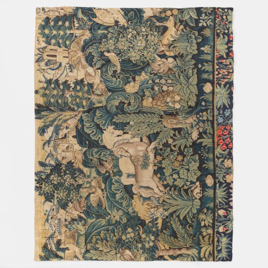 DIEREN, HORSES, WOODLAND Blue Green Florence Fleece Deken (Voorkant)