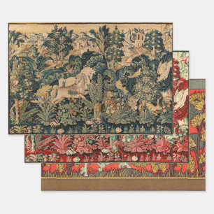 DIEREN, HORSES, WOODLAND Red Blue Florence  Inpakpapier Vel