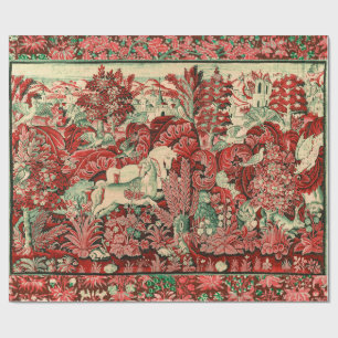 DIEREN, HORSES, WOODLAND Rood-groen Cadeaupapier