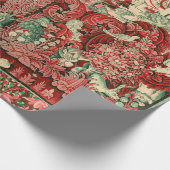 DIEREN, HORSES, WOODLAND Rood-groen Cadeaupapier (Hoek)