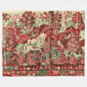 DIEREN, HORSES, WOODLAND Rood-groen Fleece Deken (Voorkant (Horizontaal))