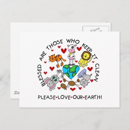 Dieren houden van onze aarde briefkaart (Voorkant / Achterkant)