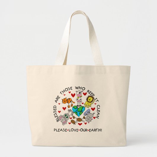 Dieren houden van onze aarde grote tote bag (Voorkant)