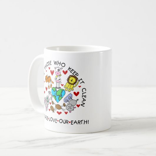 Dieren houden van onze aarde koffiemok (Voorkant links)