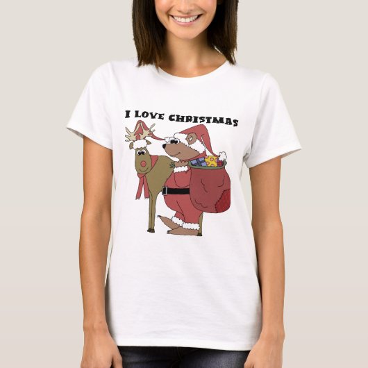 Dieren Ik hou van Kerstmis Tshirts en geschenken (Voorkant)