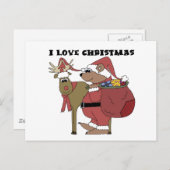 Dieren Ik hou van Kerstmis Tshirts en geschenken Feestdagenkaart (Voorkant / Achterkant)