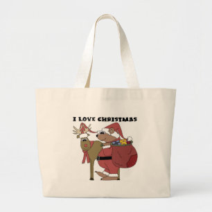 Dieren Ik hou van Kerstmis Tshirts en geschenken Grote Tote Bag