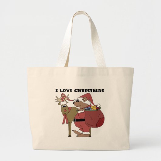 Dieren Ik hou van Kerstmis Tshirts en geschenken Grote Tote Bag (Voorkant)