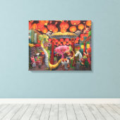 Dieren in China Town Canvas Afdruk (Insitu (Houten vloer))