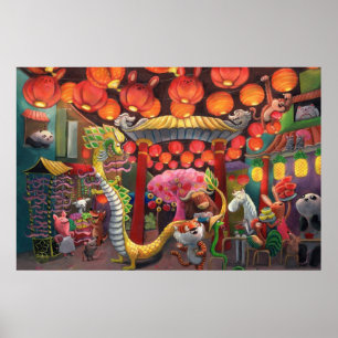 Dieren in China Town Poster