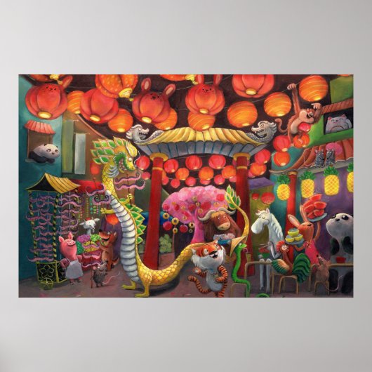 Dieren in China Town Poster (Voorkant)