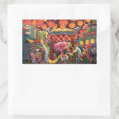 Dieren in China Town Rechthoekige Sticker (Tas)