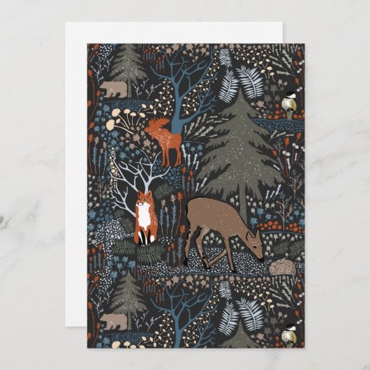 Dieren in de bos voor vakantie feestdagenkaart (Voorkant / Achterkant)