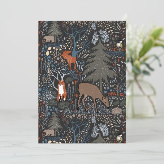 Dieren in de bos voor vakantie feestdagenkaart (Staand voorkant)