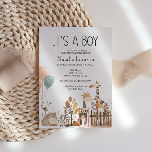 Dieren in de dierentuin babyshowers voor jongens kaart