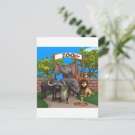 Dieren in de dierentuin briefkaart (Staand voorkant)