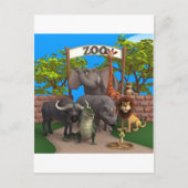 Dieren in de dierentuin briefkaart (Voorkant)