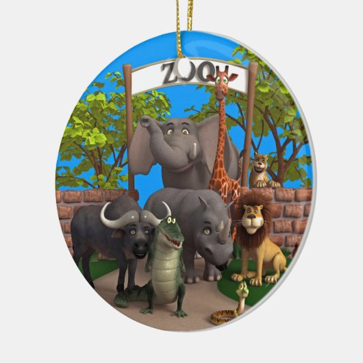 Dieren in de dierentuin keramisch ornament (Links)