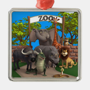 Dieren in de dierentuin metalen ornament