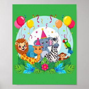 Dieren in de Dierentuin Wilde Dieren Verjaardag - Poster