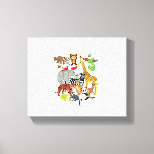Dieren in de Dierentuin Wilde Dieren Verjaardagsfe Canvas Afdruk (Voorkant)