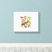 Dieren in de Dierentuin Wilde Dieren Verjaardagsfe Canvas Afdruk (Insitu (Houten vloer))