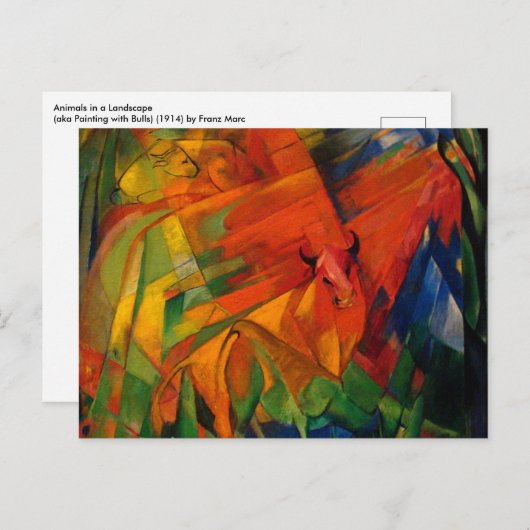 Dieren in een landschap van Franz Marc Briefkaart (Voorkant / Achterkant)