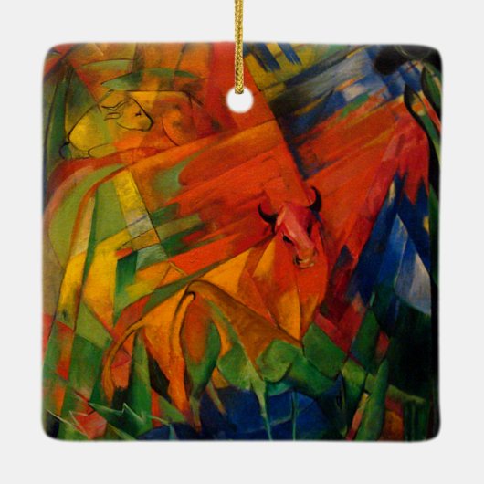 Dieren in een landschap van Franz Marc Keramisch Ornament (Achterkant)