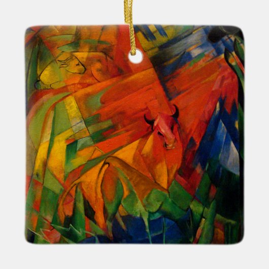 Dieren in een landschap van Franz Marc Keramisch Ornament (Voorkant)