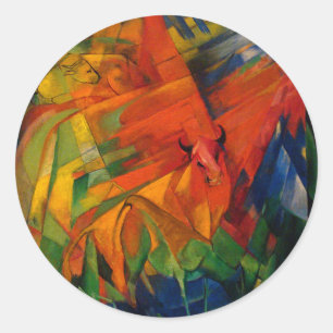 Dieren in een landschap van Franz Marc Ronde Sticker