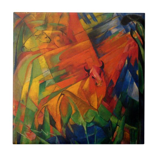 Dieren in een landschap van Franz Marc Tegeltje (Voorkant)