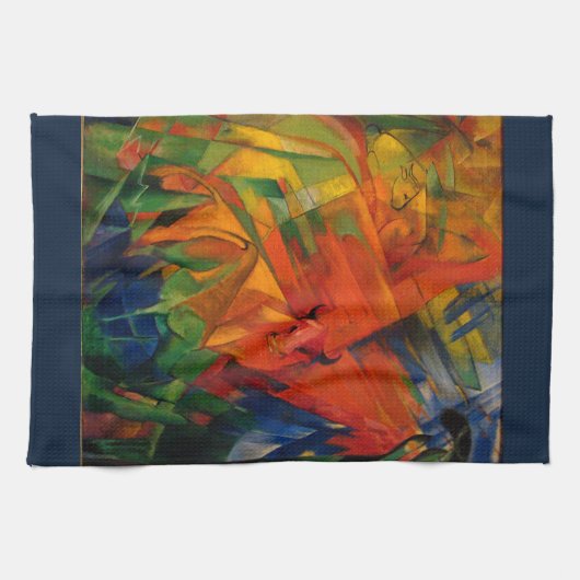 Dieren in een landschap van Franz Marc Theedoek (Horizontaal)