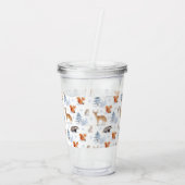 Dieren in het bos in de winter Kerstmis Acryl Drinkbeker (Achterkant)