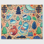 DIEREN IN HET BOS KERSTINPAKPAPIER CADEAUPAPIER (Vlak)