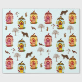 Dieren in het bos kind patroon Wrapping Paper Cadeaupapier (Vlak)