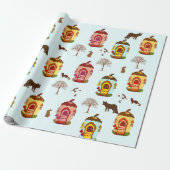 Dieren in het bos kind patroon Wrapping Paper Cadeaupapier (Uitgerold)